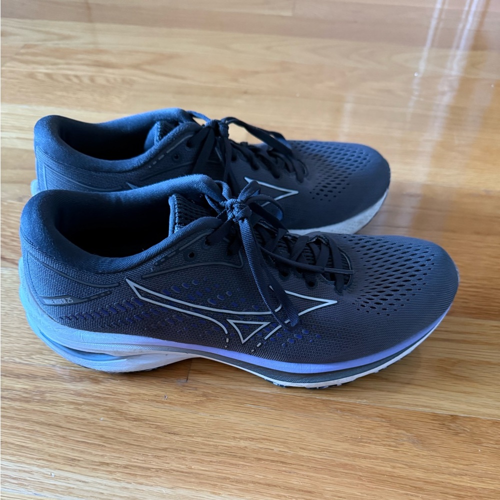 MIZUNO Women’s Wave Rider 25 Grey Purple Running Athletic Cross-Training Shoes